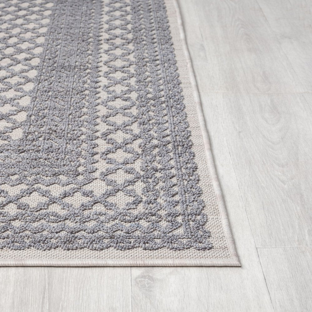 8' X 9' Blue Geometric Indoor Outdoor Area Rug — view 11