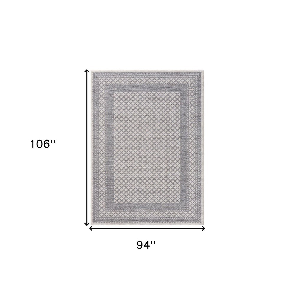 8' X 9' Blue Geometric Indoor Outdoor Area Rug — view 15