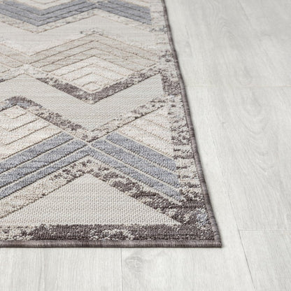 8' X 9' Blue And Ivory Chevron Indoor Outdoor Area Rug HomeRoots