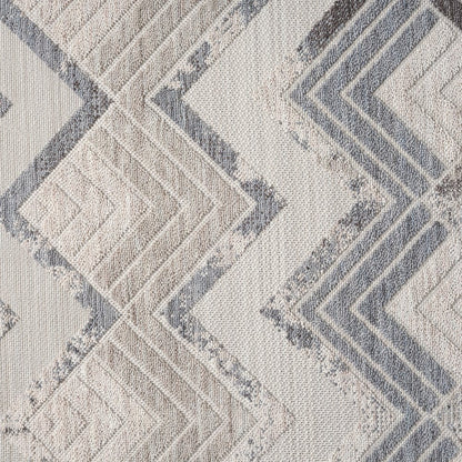 8' X 9' Blue And Ivory Chevron Indoor Outdoor Area Rug HomeRoots