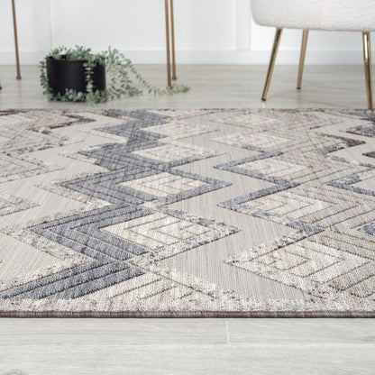 8' X 9' Blue And Ivory Chevron Indoor Outdoor Area Rug HomeRoots