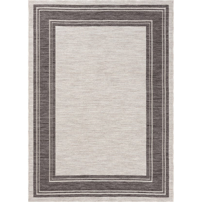 8' X 9' Gray And Ivory Indoor Outdoor Area Rug