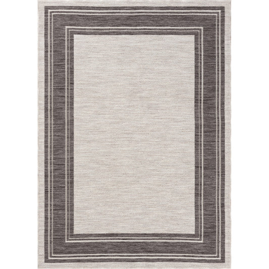 8' X 9' Gray And Ivory Indoor Outdoor Area Rug