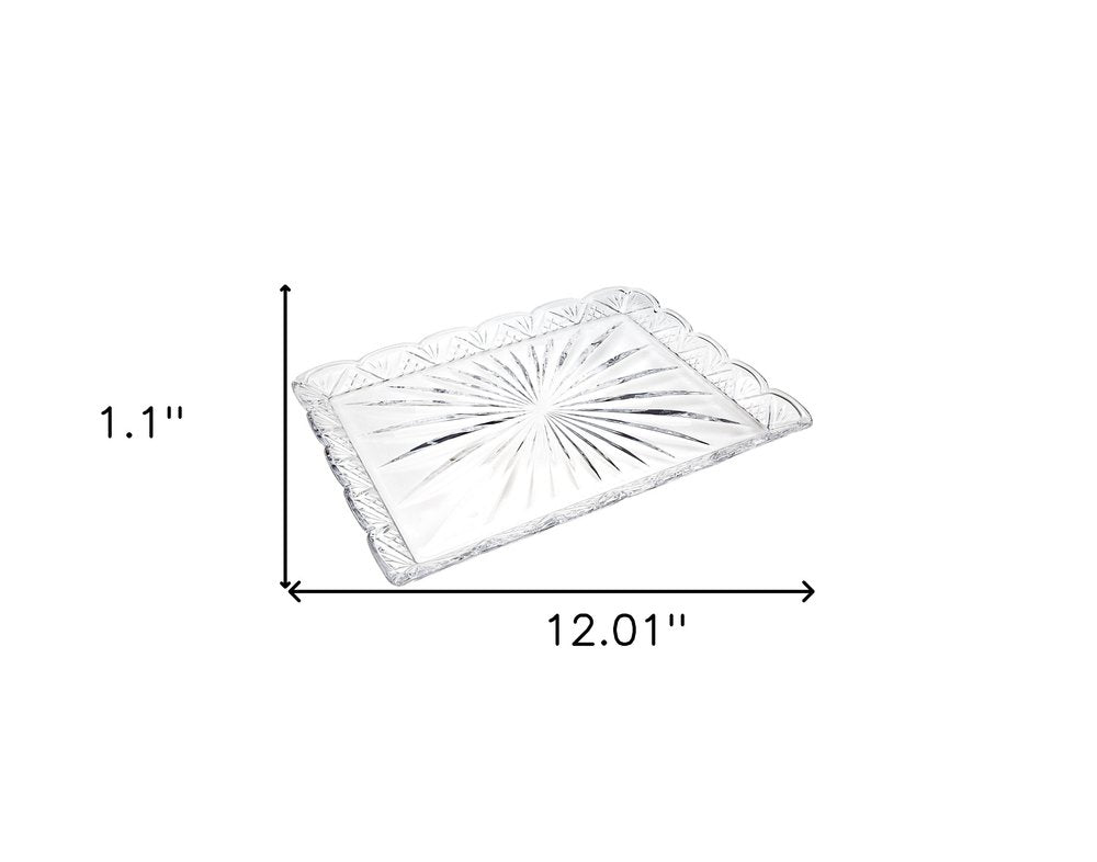 16" Clear Rectangular Crystal Serving Tray HomeRoots