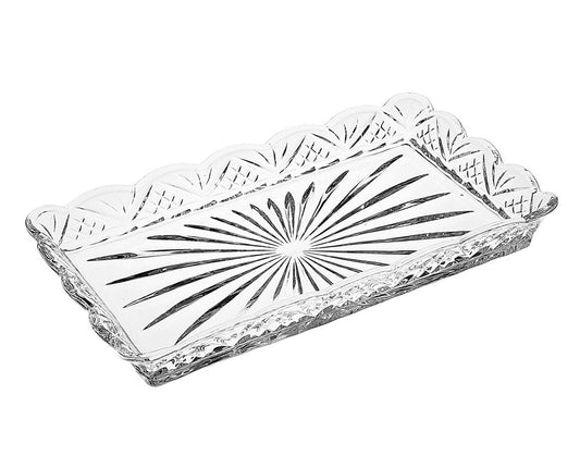 10" Clear Rectangular Cut Crystal Serving Tray HomeRoots