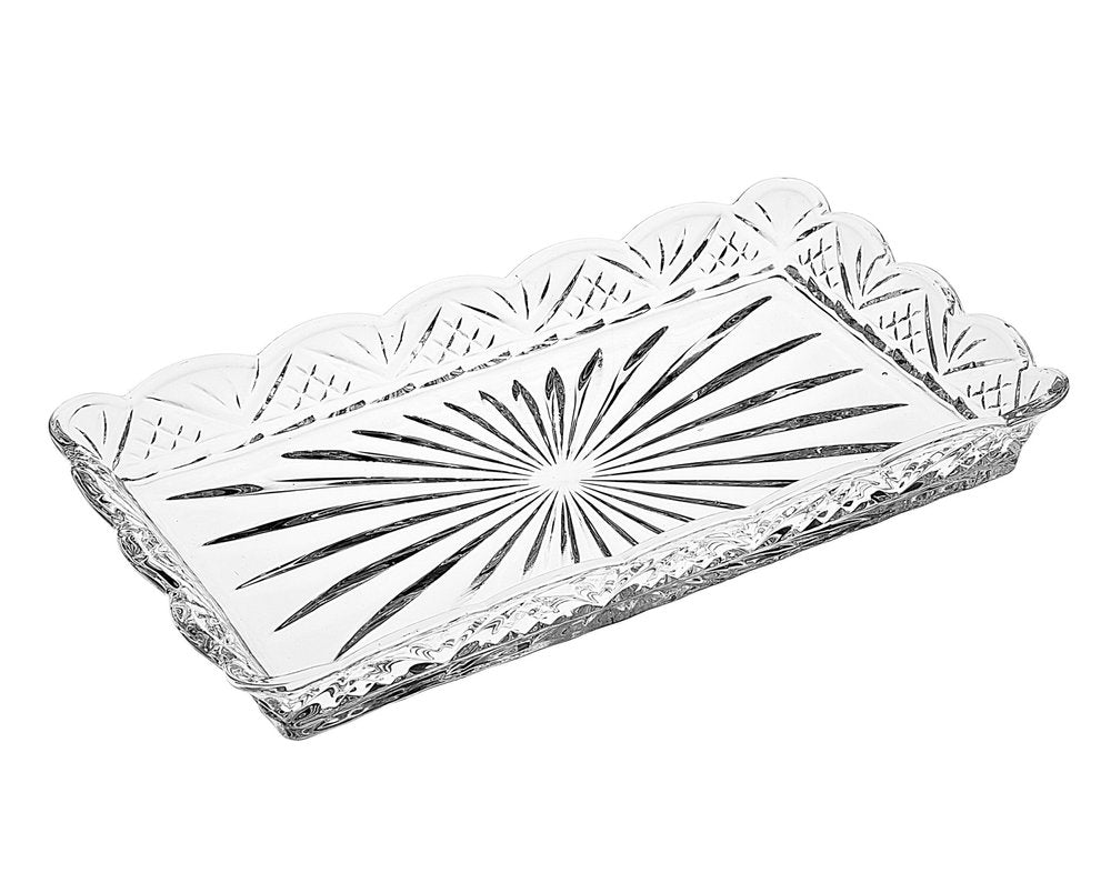 10" Clear Rectangular Cut Crystal Serving Tray HomeRoots