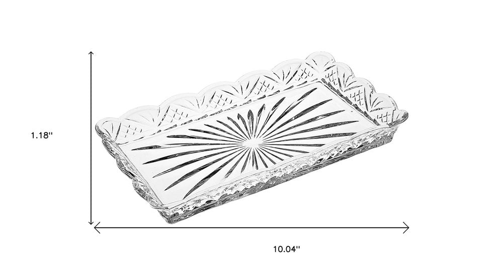 10" Clear Rectangular Cut Crystal Serving Tray HomeRoots