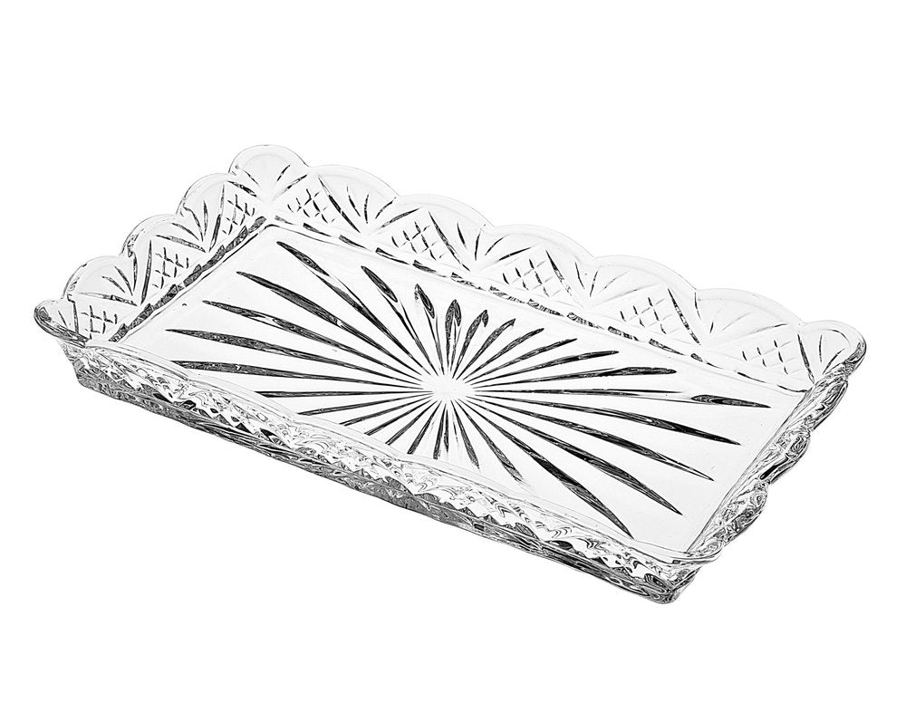 10" Clear Rectangular Cut Crystal Serving Tray HomeRoots