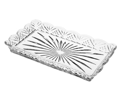 10" Clear Rectangular Cut Crystal Serving Tray HomeRoots