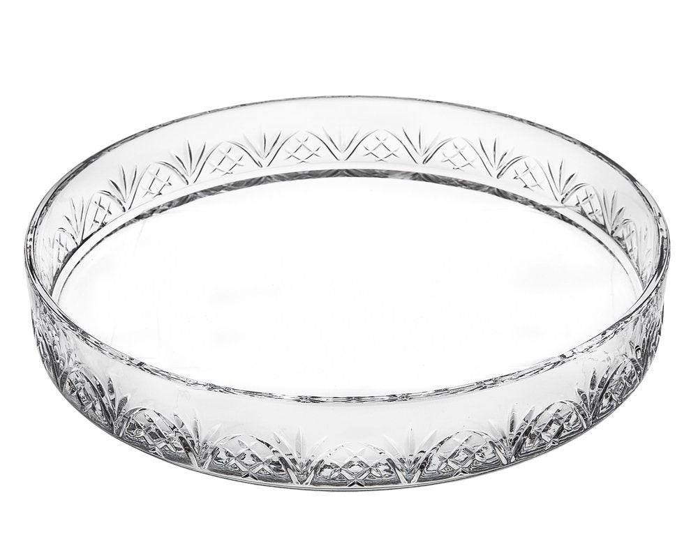 12" Clear Round Cut Crystal Serving Tray HomeRoots