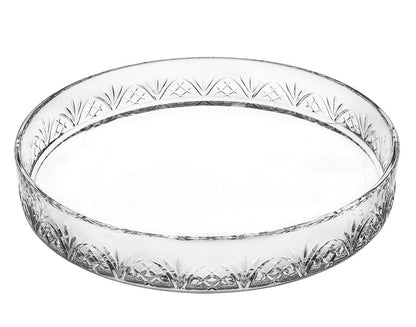 12" Clear Round Cut Crystal Serving Tray HomeRoots