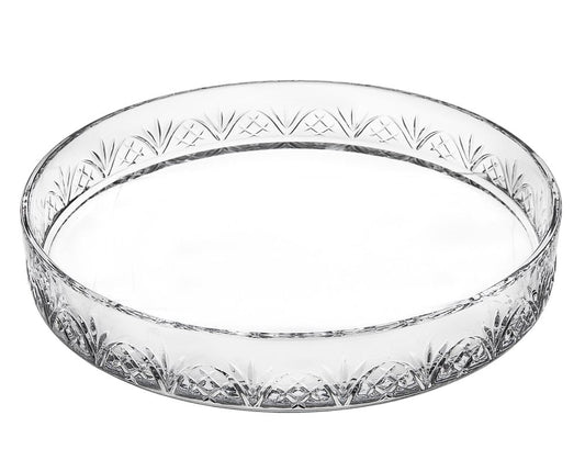 12" Clear Round Cut Crystal Serving Tray HomeRoots