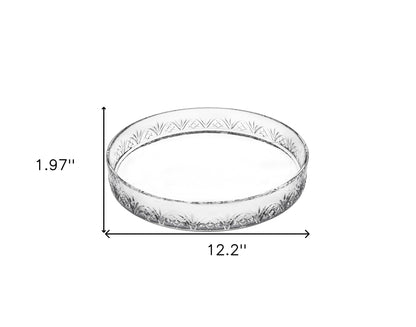 12" Clear Round Cut Crystal Serving Tray