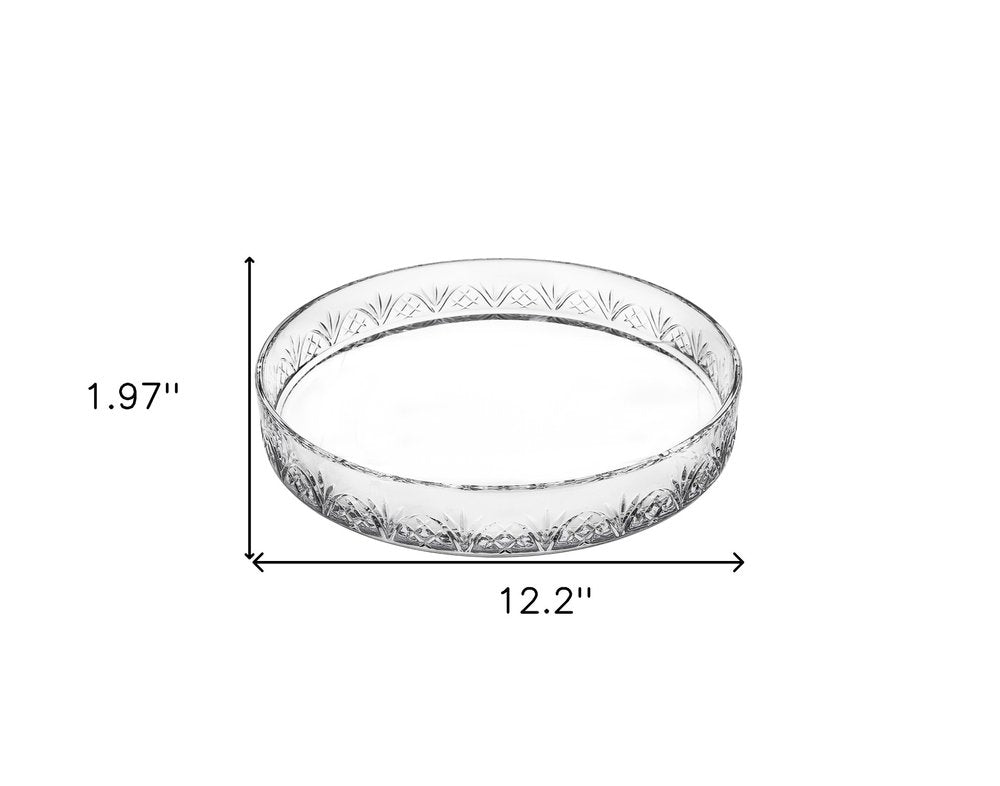 12" Clear Round Cut Crystal Serving Tray HomeRoots