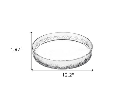 12" Clear Round Cut Crystal Serving Tray HomeRoots