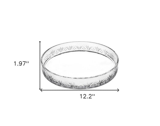 12" Clear Round Cut Crystal Serving Tray HomeRoots