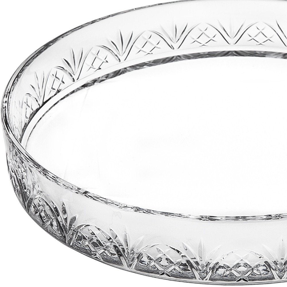 12" Clear Round Cut Crystal Serving Tray HomeRoots