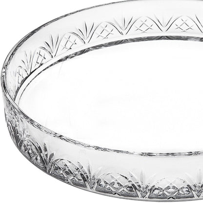 12" Clear Round Cut Crystal Serving Tray HomeRoots