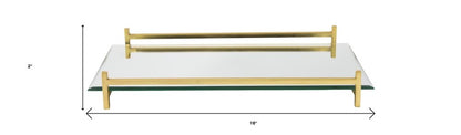 16" Mirror and Gold Rectangular Glass Vanity Tray HomeRoots
