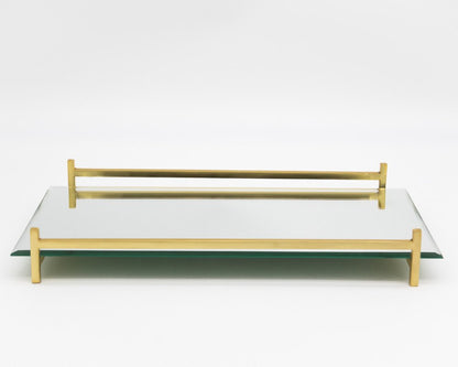 16" Mirror and Gold Rectangular Glass Vanity Tray HomeRoots