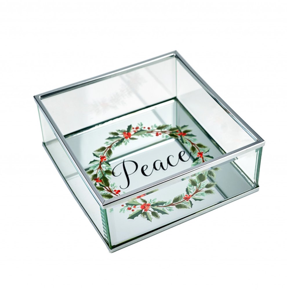 6" Silver Glass Christmas Vanity Tray HomeRoots
