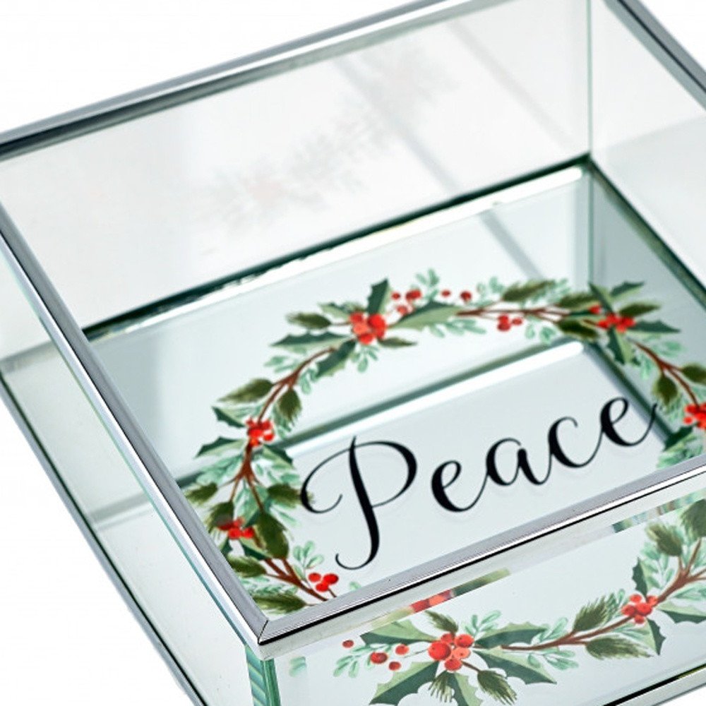 6" Silver Glass Christmas Vanity Tray HomeRoots