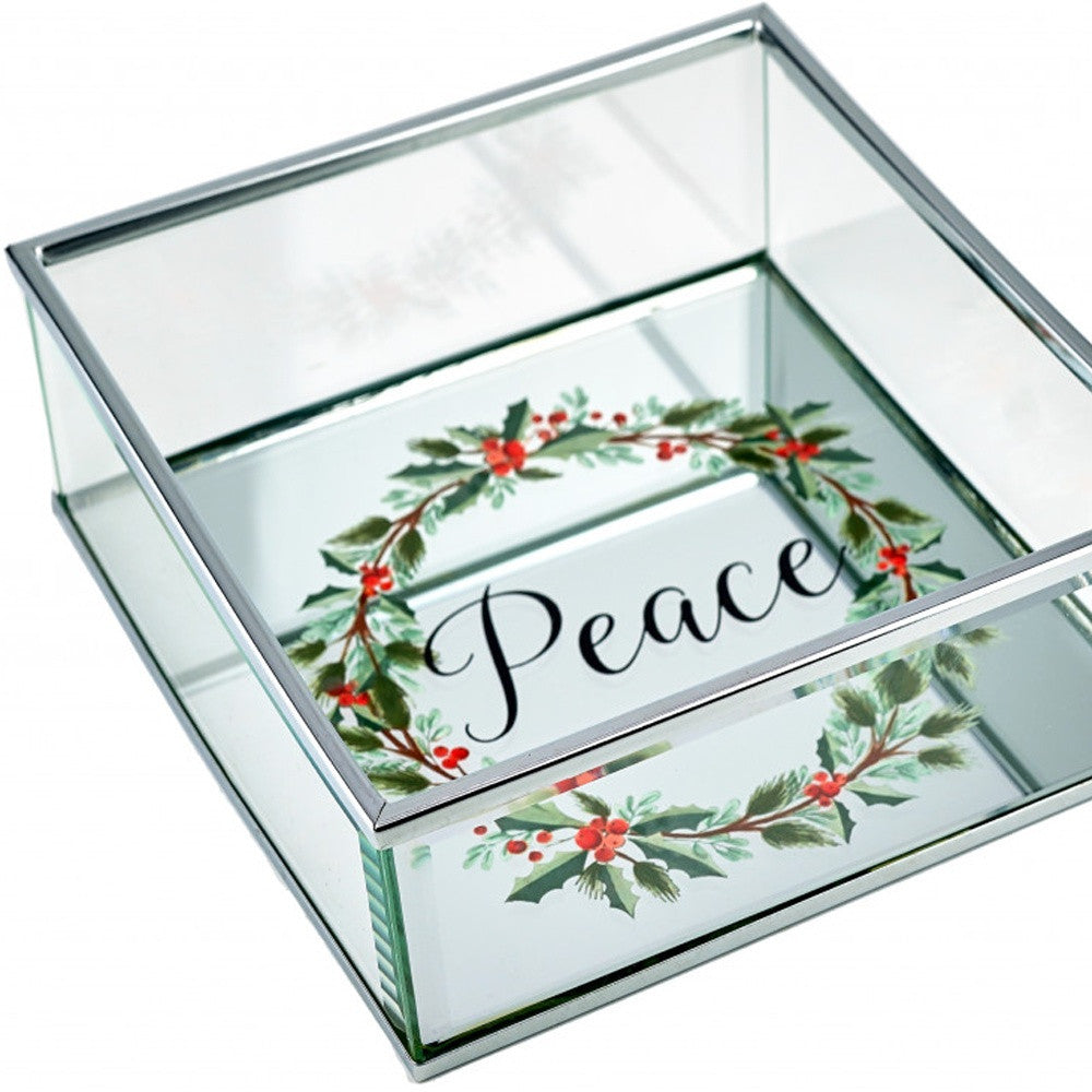 6" Silver Glass Christmas Vanity Tray