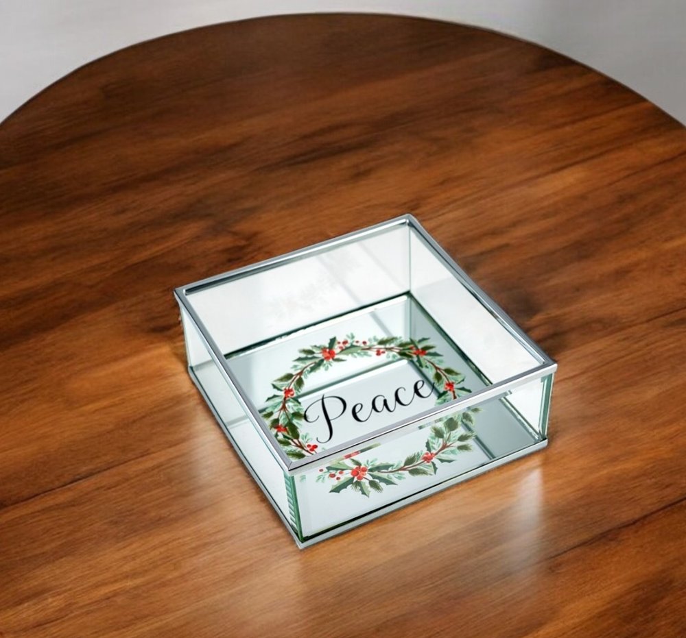6" Silver Glass Christmas Vanity Tray HomeRoots
