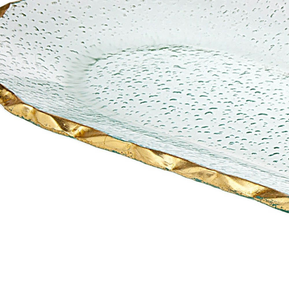 18" Clear and Gold Oval Crystal Serving Tray HomeRoots