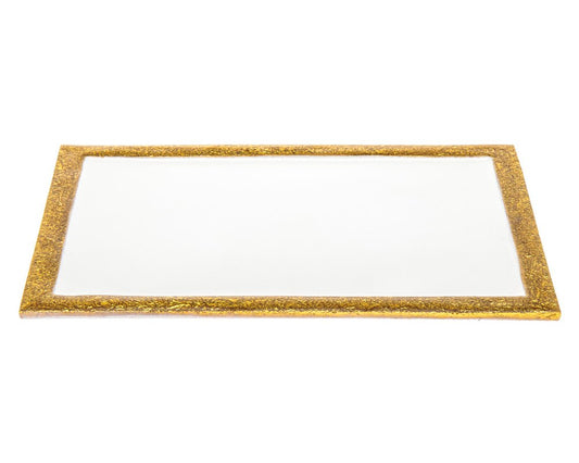 9" Gold and White Rectangular Metal Serving Tray HomeRoots