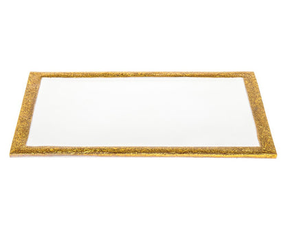 9" Gold and White Rectangular Metal Serving Tray HomeRoots