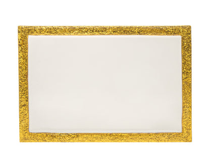 9" Gold and White Rectangular Metal Serving Tray