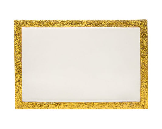 9" Gold and White Rectangular Metal Serving Tray HomeRoots