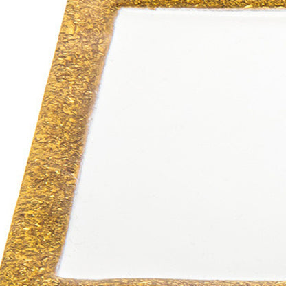 9" Gold and White Rectangular Metal Serving Tray