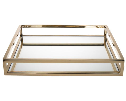 14" Gold Square Metal Serving Tray HomeRoots