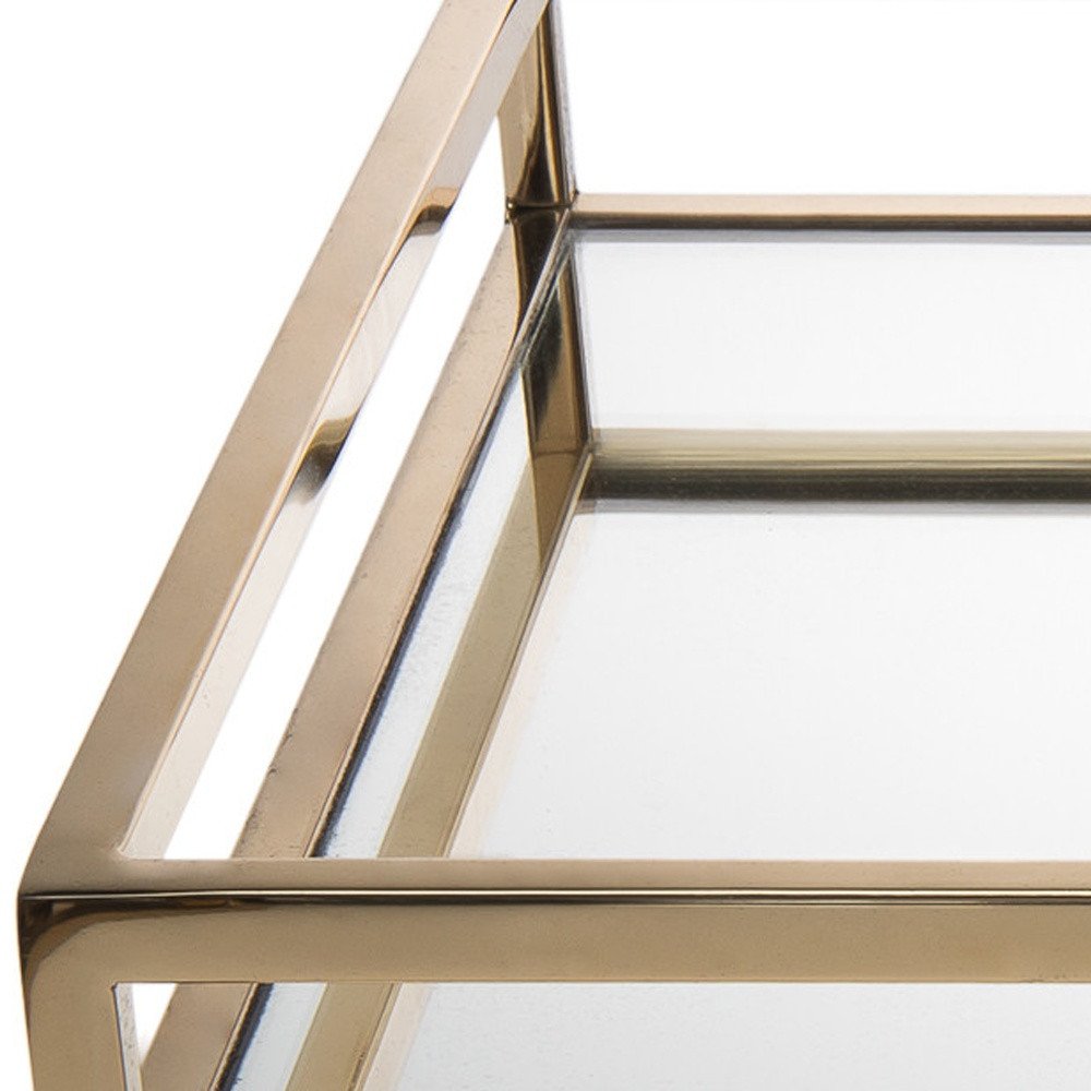 14" Gold Square Metal Serving Tray HomeRoots
