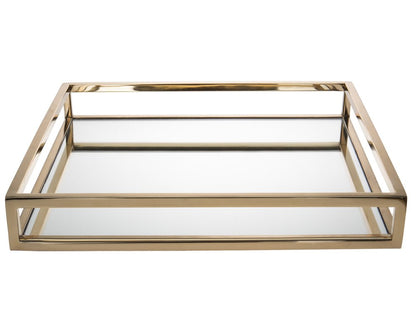 14" Gold Square Metal Serving Tray HomeRoots