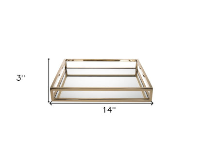 14" Gold Square Metal Serving Tray HomeRoots