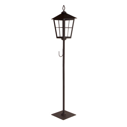 43" Black Glass and Metal Geometric Floor Lantern Candle Holder