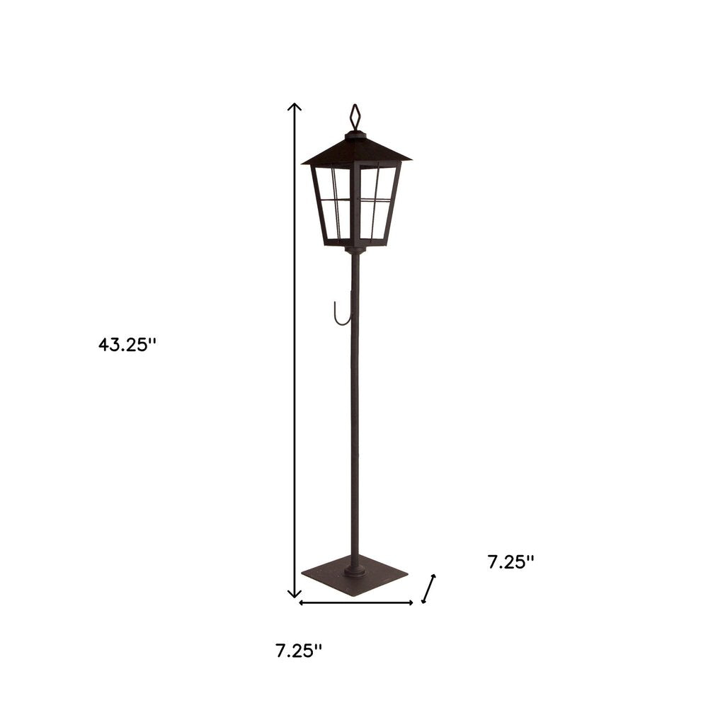 43" Black Geometric Glass And Metal Floor Lantern Candle Holder HomeRoots