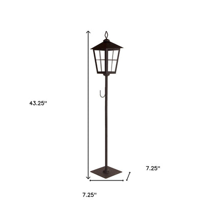 43" Black Geometric Glass And Metal Floor Lantern Candle Holder HomeRoots