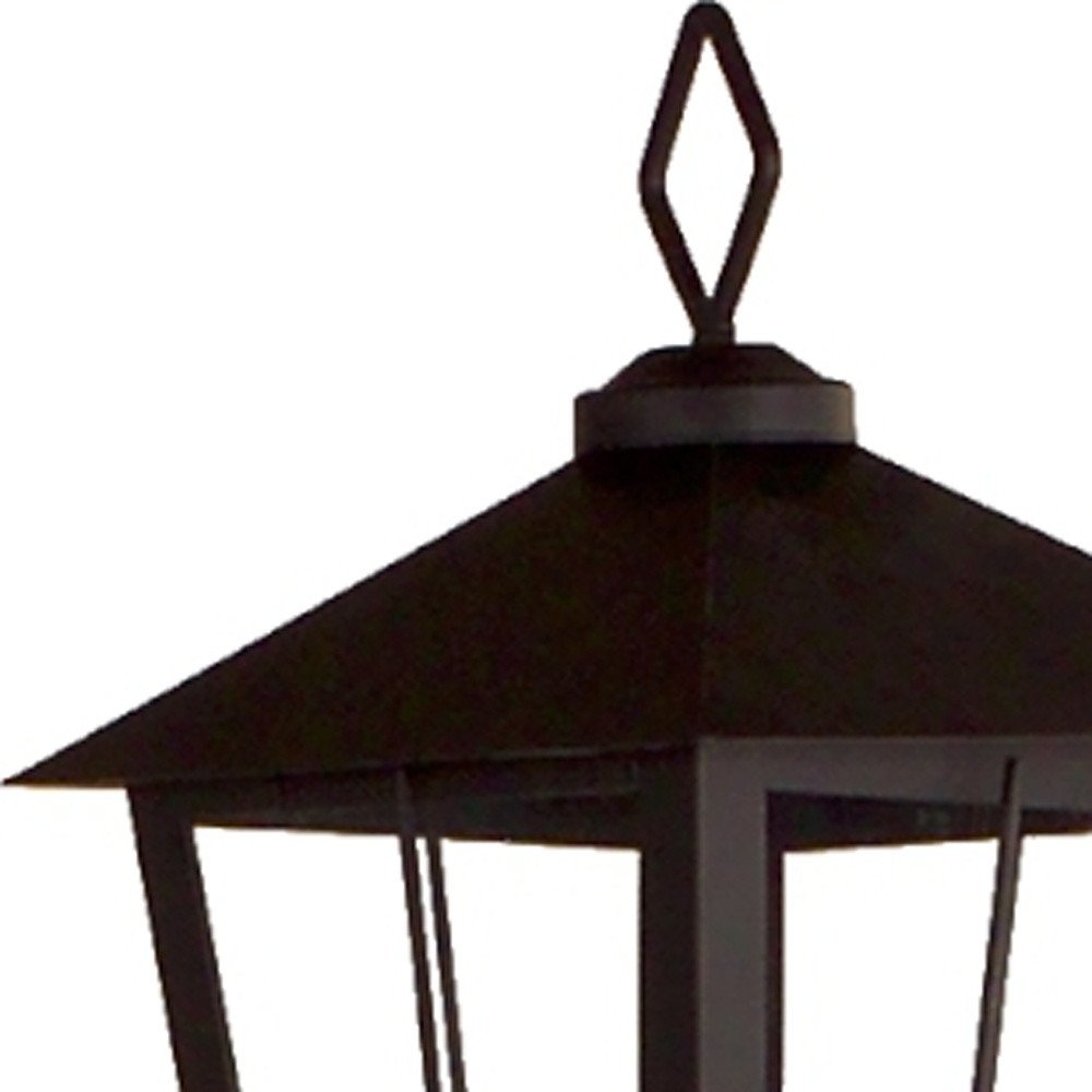 43" Black Geometric Glass And Metal Floor Lantern Candle Holder HomeRoots