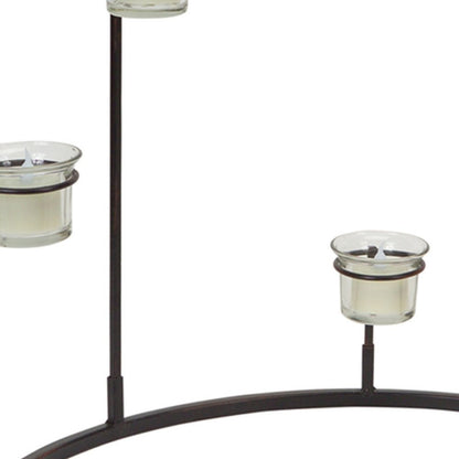 Set of Four Black Metal Centerpiece Votive Candle Holders HomeRoots