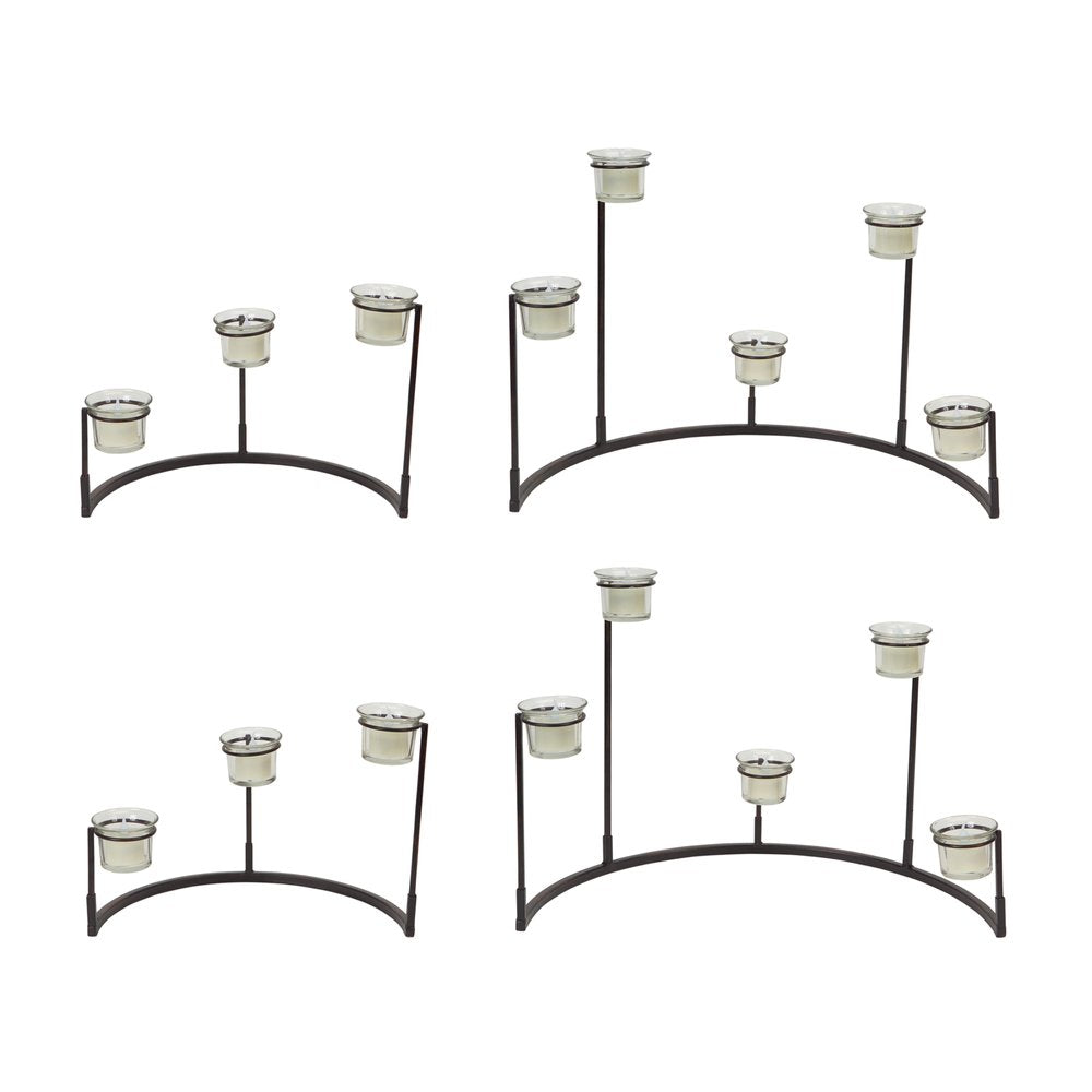 Set of Four Black Metal Centerpiece Votive Candle Holders HomeRoots