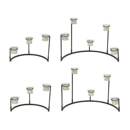 Set of Four Black Metal Centerpiece Votive Candle Holders HomeRoots