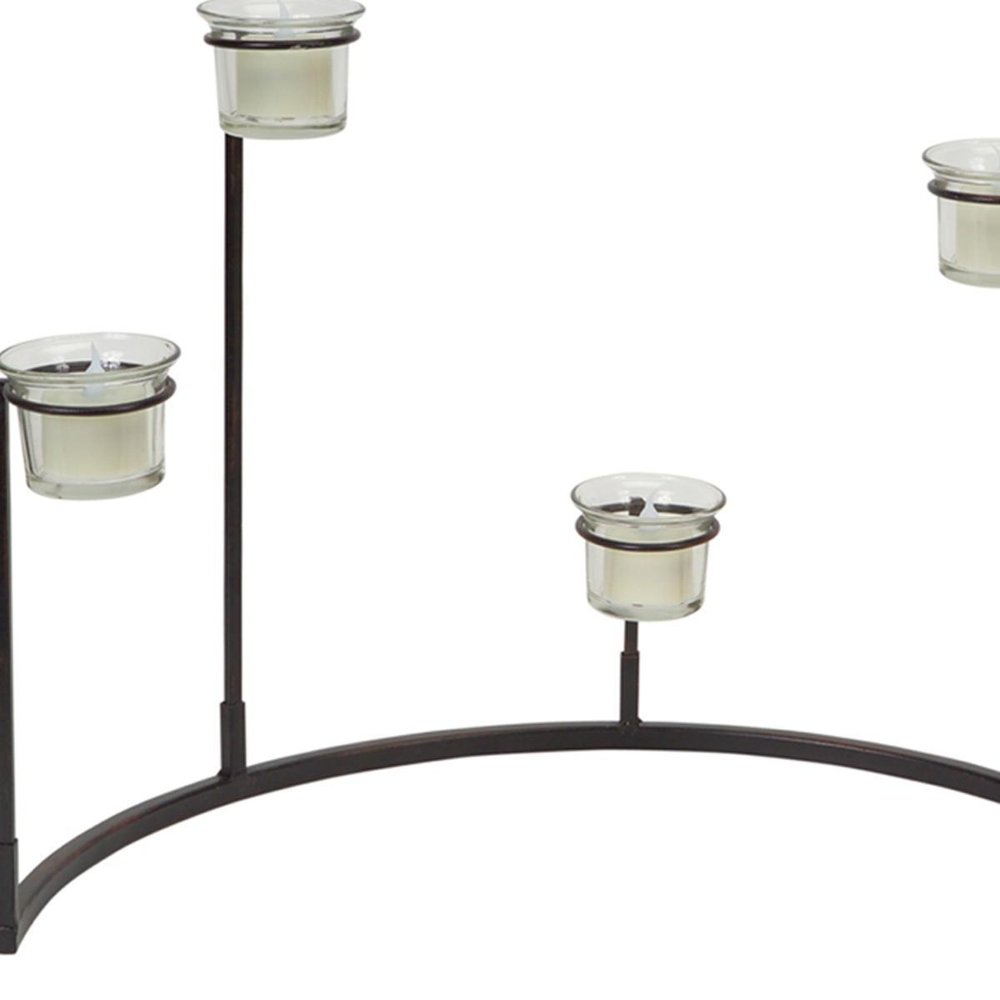 Set of Four Black Metal Centerpiece Votive Candle Holders HomeRoots