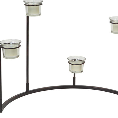 Set of Four Black Metal Centerpiece Votive Candle Holders HomeRoots