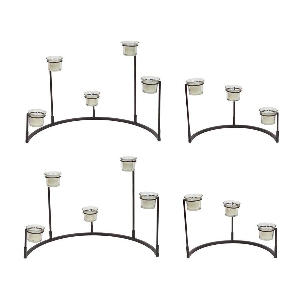 Set of Four Black Metal Centerpiece Votive Candle Holders HomeRoots