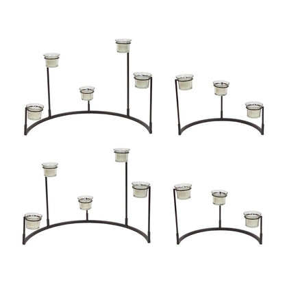 Set of Four Black Metal Centerpiece Votive Candle Holders HomeRoots