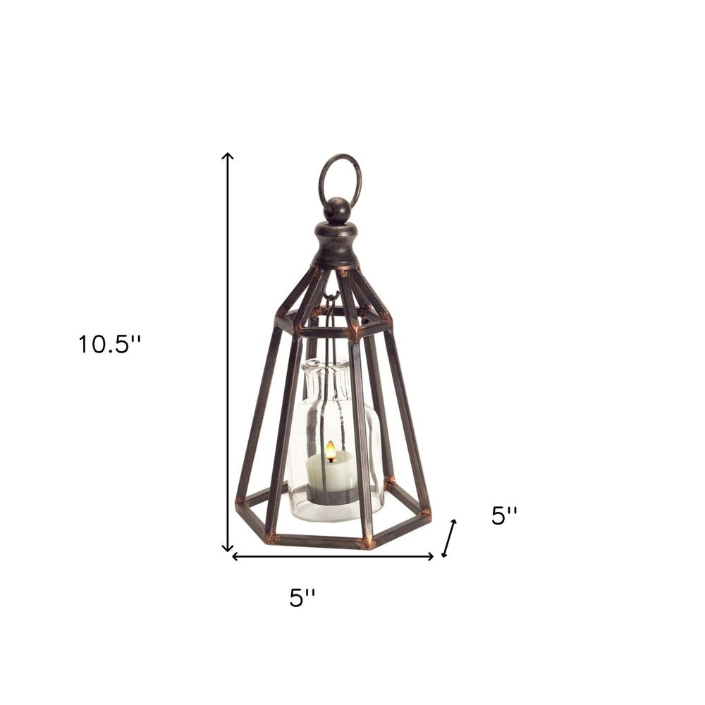 Set of Two Black Metal Geometric Tabletop Tealight Candle Holders HomeRoots